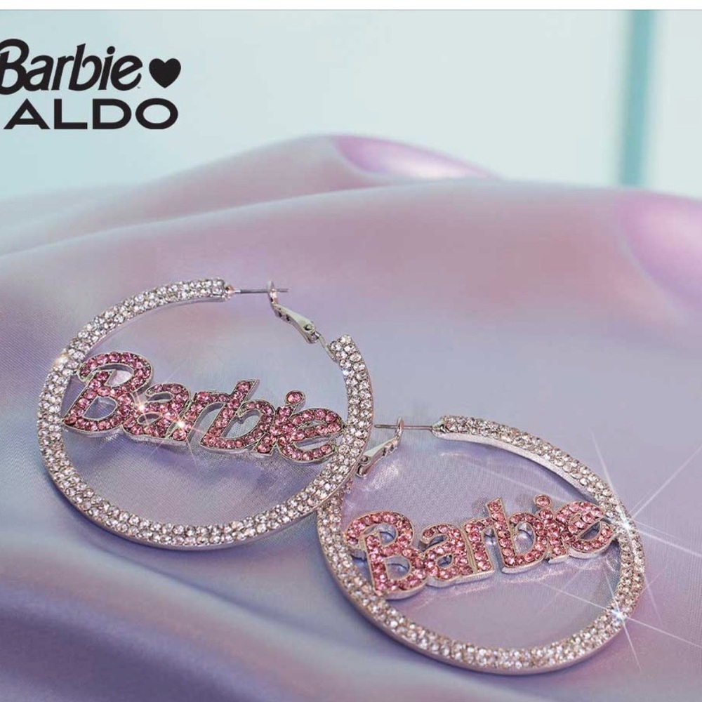 Aldo Pink and Silver Barbie Hoop Earrings